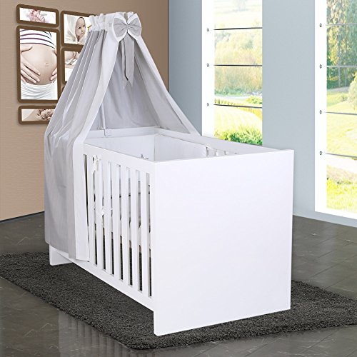 Preisvergleich Produktbild 5-tlg. Babybettset four Star Mixibaby Bettwäsche Bettset Stern Grau