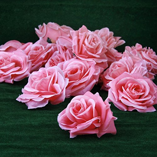 ROSENICE 20pcs Kunstblumen Rose Blume Köpfe Handwerk Haus Hochzeit Party Dekoration (rosa) - 6