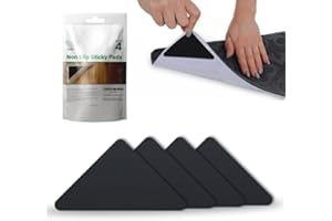 Ledgebay Rug Pad Grippers for Area Rugs - Multi Pack Reusable, No Skid, Washable, Anti-Slip, Rug Pad Gripper for Hardwood Floors and Tile with Double-Sided, Self Adhesive to Keep Area Rugs Flat (4)