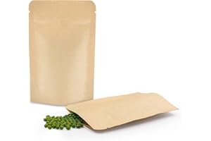 SumDirect 50 Stk Papier Beutel Kraftpapier mit Folie Ausgekleideten,Papiertütchen mit Boden für die verpackung von kaffee,tee lebensmittel (9x14CM)