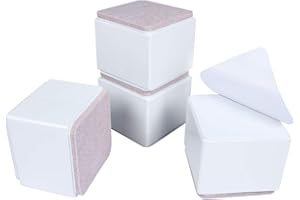 Ezprotekt Rehausseur de Meubles en Acier Carbone de 5 cm, Rehausseurs de Lit en Acier Carbone 6 cm, Rehausseurs de Meubles pour Meubles Hauteur 5 cm,Blanc Carré