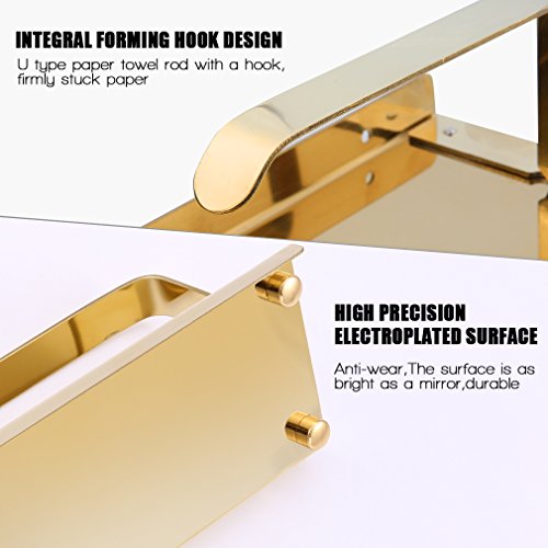BONADE® Edelstahl Toilettenpapierrollenhalter WC-Papierhalter Rollenhalter Halter mit Ablage, zur Wandmontage, Gold - 6