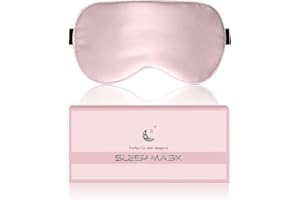 Aosun Silk Sleep Mask, Eye Mask, 22Momme 100 Percent Pure Mulberry Silk Blackout Anti-Allergy Natural Silk Eye Mask with Adjustable Headband, Suitable for Men and Women（Pink）