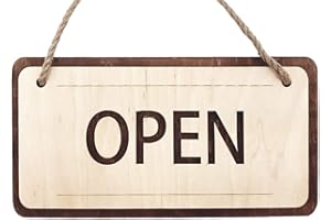 IRICUS Panneau Ouvert Fermé Vintage 30x15cm - Open Close Panneau Vintage - Suspendue Plaque de Porte Magasin Café Restaurant Pub Bar - Pancarte en Bois Ouvert - Plaque de Porte en Bois Open