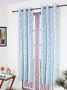 Rangrage 1 Piece Eyelet Polyester Door Curtain, 7Ft, Turquoise Blue