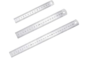 WACH AUF YMDZ 3 Pcs Acier inoxydable Règle précision Métal Droite Règle en Kit 15 cm(6''), 20cm(8''),30cm(12'') Argent Réglet en Inox