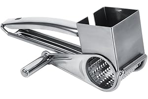 TOPINCN Rallador de Queso, Multifuncional, Artesanal de Cocina, rallador de Queso Giratorio de Acero Inoxidable, 1 Tambor, Herramienta para triturar rebanadas, Plata