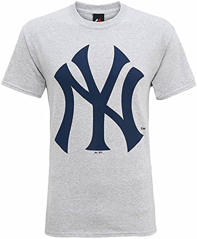 American Sports Merchandise Men's Official New York Yankees Baseball Logo T-Shirt, Grey, Small