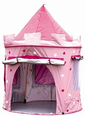 MaMaMeMo Enfants Princesse Pop Up Chateau - Tente pop up rose de Princesse- utilisable à l'intérieur ou à l'extèrieur grâce à sa protection anti-UV: Filles rose Jouet Tente