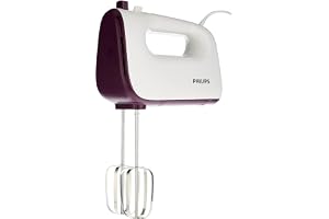 Philips Mixer, 400W, 5 Speeds + Turbo, With Beaters & Kneading Tool | Viva Collection, Cone-Shaped Beaters, Turbo Function, Cord Storage, Dishwasher Safe, Purple/White, HR3740/11