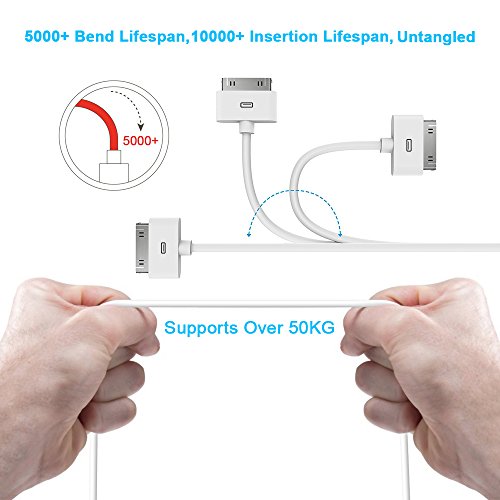 [3 Stück] iPhone 4s Kabel, iVoler [3ft/1m] 30 Pin Dock Connector auf USB Kabel Sync und Ladekabel Datenkabel USB mit 30 polige Stecker für Apple iPhone 4/4s, iPhone 3G/3GS, iPad 3/2/1, iPod touch 2 3 4, iPod nano 5/6 (Weiß) - 5