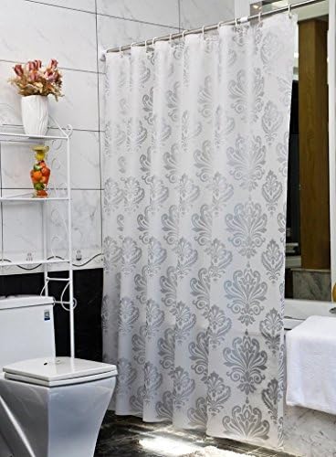 Adwaita PEVA Plastic Waterproof Printed Shower Curtain Liner (72*72, Silver)