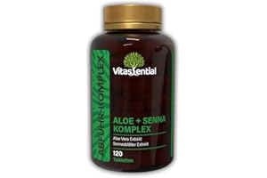‎VITASSENTIAL Vitassential Aloe + Senna Komplex - Natürliches Abführmittel schnell wirkend & stark - Stuhlweichmacher bei Verstopfung, Darmreinigung & Stoffwechsel für Erwachsene - 120 Tabletten