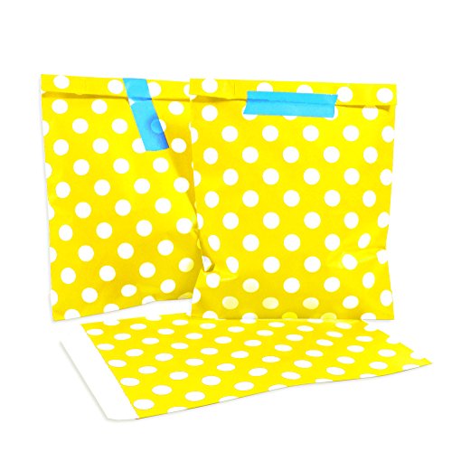 25 Frau Wundervoll Papiertüten / Geschenktüten / Candy Paper Bags - gelb mit weißen Punkten -