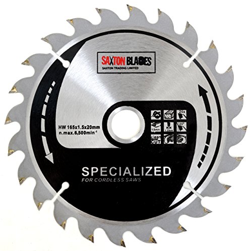 Saxton 165 mm x 24T TCT Schmale Schnittfuge Kreissägeblatt für schnurlose DEWALT Makita Ryobi Bosch