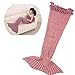 Produktbild Likeep Kinder Meerjungfrau Decke Mit Lotus-Spitze Gestrickte Meerjungfrauschwanz - Decke Kuschelige Flauschedecke Spezielle Blanket Quilt auf Sofa ,im Auto ,oder im Schlafzimmer, 140cm x 70cm (LxB) (Rosa)