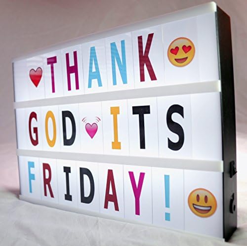 SAYiT Cinema Light Box A4 size, Cinematic Lightbox with 210 Black and Coloured Letters and symbols, perfect gift for all occasions, birthday, wedding celebration, USB and battery powered.