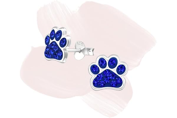 Laimons Kids Bijou boucles d'oreilles pour enfant patte de chien coloré strass argent sterling 925