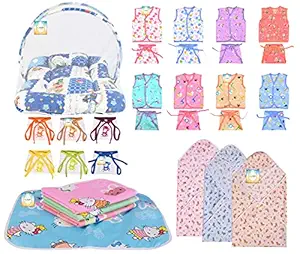 Bantoo New Born Baby 30 Items Gift Combo Daily Essential Bedding & Clothing Set (0-6 Months)