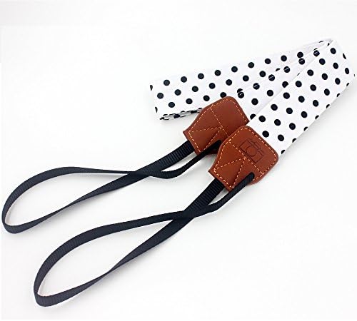 Simmax Camera Shoulder Neck Strap Dots Belt for Fujifilm Instax mini 8 Polaroid Camera All DSLR Nikon Canon Sony Olympus Samsung (White-Black)