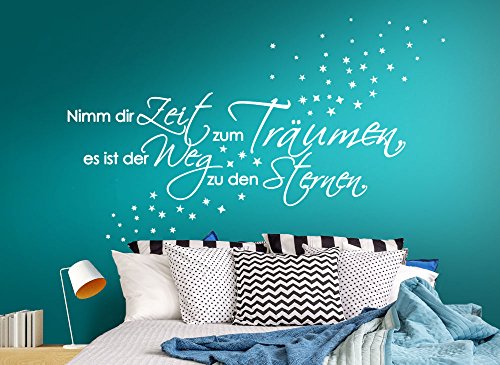 Wandora G003 Spruch Schlafzimmer Nimm dir Zeit zum Träumen... + Sterne Wandaufkleber Wandsticker schwarz (BxH) 100 x 30 cm