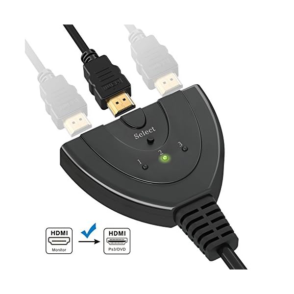 HDMI Switch, GANA 3 Puertos HDMI Switcher | HDMI Splitter Soportes Full HD 1080p 3D HDMI Conmutador Adaptador para HDTV… - Image 4