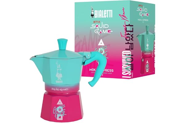 Bialetti Moka Express Squid Game© 3 koppar, skållningsskydd, ej lämpligt för induktion, 130 ml, aluminium