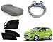 Auto Pearl Premium Quality Car Accessories Combo of Tripple Stiched Premium Grey Matty Car Body Cover with Mirror Pocket , Buckle Belt & Carry Bag & Premium Quality Zipper Magnetic Sun Shades Car Curtain. & Full Steel Towing Tow Cable 2000kgs 6mm Heavy Duty 4Mtr. For Chevrolet Beat Type-2 RS.2401.00