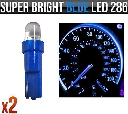 12v 1.2w T5 5mm Super Bright Blue LED Wedge Car Dashboard &amp; Speedo Bulbs 286 x 2