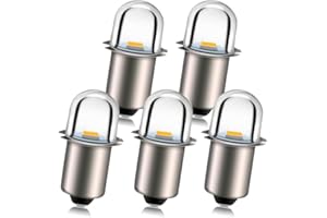 Ruiandsion Upgrade LED Flashlight Bulbs P13.5S Base Socket Warm White LED Bulbs 4.5V Replacement for Headlamp Flashlight Torch Lights,Non-Polarity (Pack of 5)