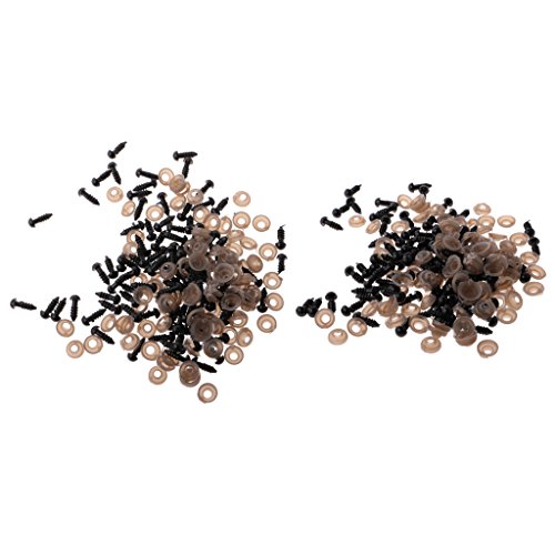 MagiDeal 100 Stück Teddyaugen Sicherheitsaugen Kunststoffaugen Puppe Augen 6mm / 8mm – Schwarz – 6mm - 9