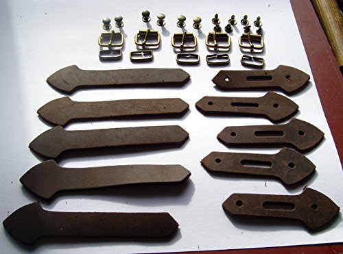 Lederriemen Set mit Schnalle Messing Nieten 5 Pack zum selber basteln 20 ,mm Farbe Braun - 2