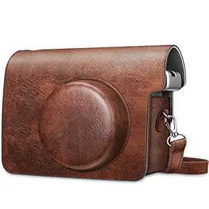 Fintie Protective Case Compatible with Fujifilm Instax Wide 300 Instant Film Camera - Premium PU Leather Protective Bag Cover w/Removable Strap, Vintage Brown