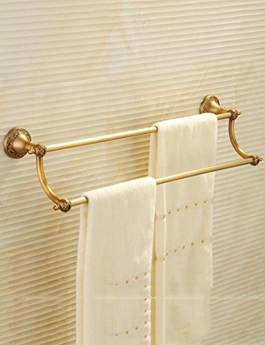 Preisvergleich Produktbild Handtuchhalter Double Rod Vollkupfer Verlängerung Bad Handtuch Rack European-Stil Badezimmer Anhänger Bad Racks Robust und stabil