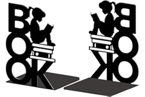 ‎PEACOBLUE Peacoblue Buchstütze Dekorativ Modern Buch und lesendes Mädchen Metall Buchstützen für Schwere Bücher 13.5x10.9x20.1cm, Bücherhalter für Heimdekoration, Bücherregal & Büro - 1 Paar