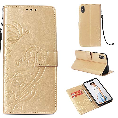 Preisvergleich Produktbild iPhone Xs Max Hülle, YYX iPhone Xs Max Lederhülle, iPhone Xs Max Apple Schutzhülle Ultra Dünn PU Leder Kunstleder Flip Magnetisch Schützend Handytasche Farbe Prägung Lanyard Brieftasche Hülle Haltbar TPU Kratzschutz Hülle Schutzhülle Weich TPU Back Cover mit Standfunktion Kartenfächern für Apple iPhone Xs Max (6.5") - Muster 1-Gold