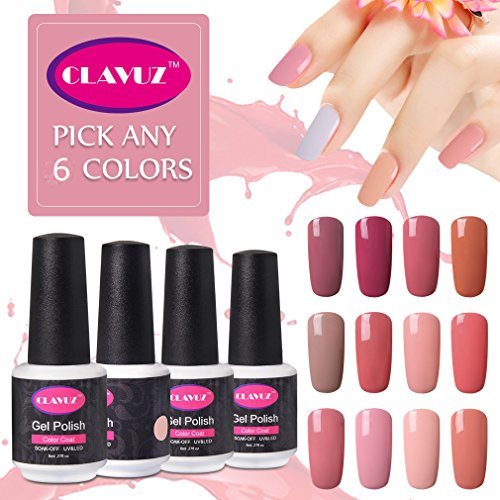 Gel Polish Pick Any 6 Colors Nude Color Nail Starter Kit Set Soak Off UV LED Nail Varnish 8ml by CLAVUZ