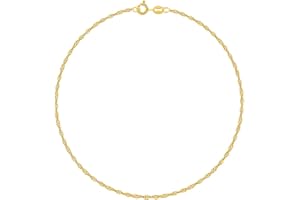 PLANETYS - Chaîne de Cheville Argent 925/1000 Plaqué Or Jaune 18 Carats Maille Singapour Largeur: 1.4 mm