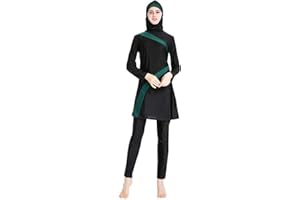 Meijunter Damen Modest Islamische Badebekleidung Muslim Badeanzug Konservative 3-teilige Beachwear mit Hijab