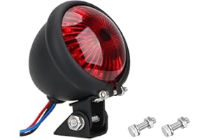SONGERDUO Motorbike Rear Light,Motorcycle Tail Light,Led Rear Motorbike Light,Motorcycle Stop Tail Light,Motofans Black Round Metal Motorcycle Tail Brake Light,forHarley Bobber Chopper,12V Adjustable Angle Base