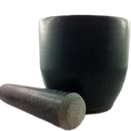 Mörser mit Stößel (massiver Mörser aus Naturstein mit Schlegel teil poliert) schwere Ausführung , iapyx® - 3