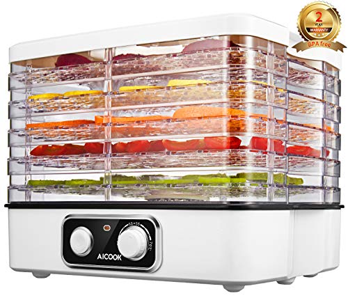 Aicook Essiccatore Frutta e Verdura 5 Ripiani Transparent