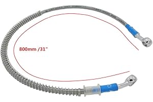 S SYUU 800mm 80cm Universal Moto Tuyau De Frein Tressé en Acier Hydraulique Renforcer Frein Embrayage Huile Tuyau Tuyau De Conduite Compatible avec Motorcycle Pit Dirt Street Sport Bikes