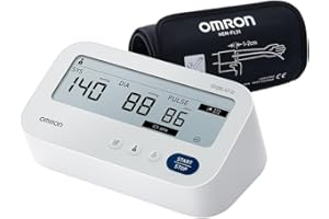 OMRON X3 Comfort AFib Appareil tension artérielle bras – Tensiomètre brassard validé cliniquement – Tensiomètre Bras OMRON avec détection de la fibrillation auriculaire (AFib), mémoire 2 personnes