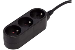 Bloc multiprise Design 3x16A 0,5m - Noir - Chacon