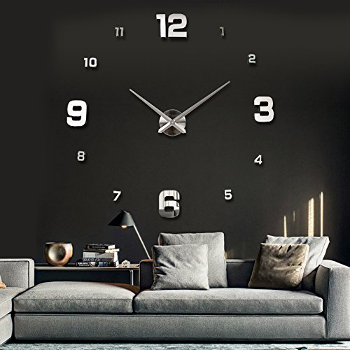 XXL3D Riesige 3D Wanduhr Vinyl DIY Ø 130cm Große XXL Spiegel Uhr V - 4