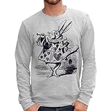 filme libro da selva Mush Crew Neck Sweatshirt MUSH Sweatshirt BIANCONIGLIO Alice Stampa Libro - Film by Dress Your Style - Herren-XL-Grau