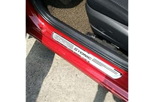 GENETICS YGAODWQ - Striscia decorativa in acciaio per portiera auto, piastra di protezione per battitacco, accessorio di finitura con logo, 4 pezzi