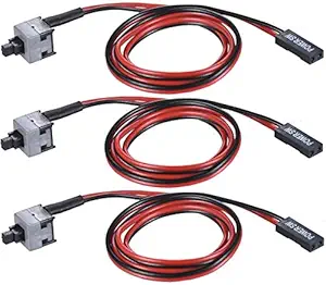 Fexy 3-Pack 2 Pin PC Computer Motherboard Power Cable Switch On/Off/Reset Button Computer Cable 45 cm Length