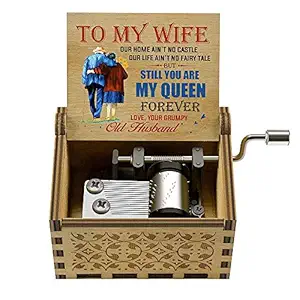 Gift for Wife Music Box - Romantic Valentine Anniversary Christmas Birthday Gift to My Wife from Husband Boyfriend Love Women Girl Girlfriend Wooden Hand Crank Musical Box Play You are My Sunshine